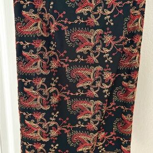 Vintage Nicole Miller Black and Red Embroidered pencil skirt